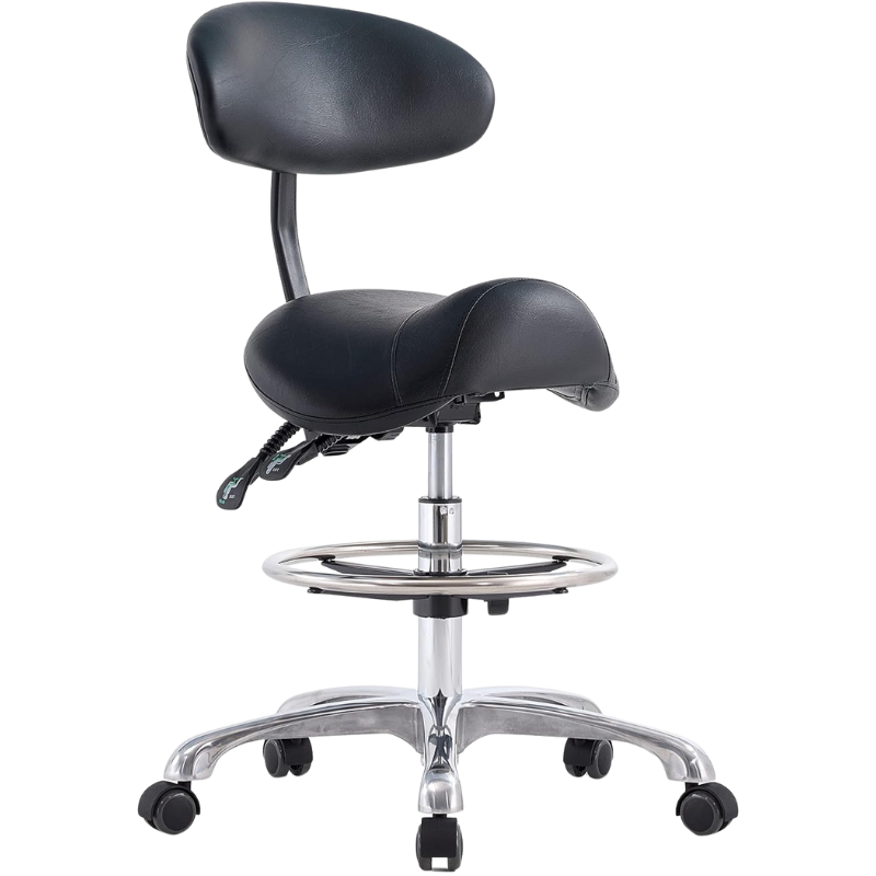 Saddle Stool Dental Chair with Square Back Support