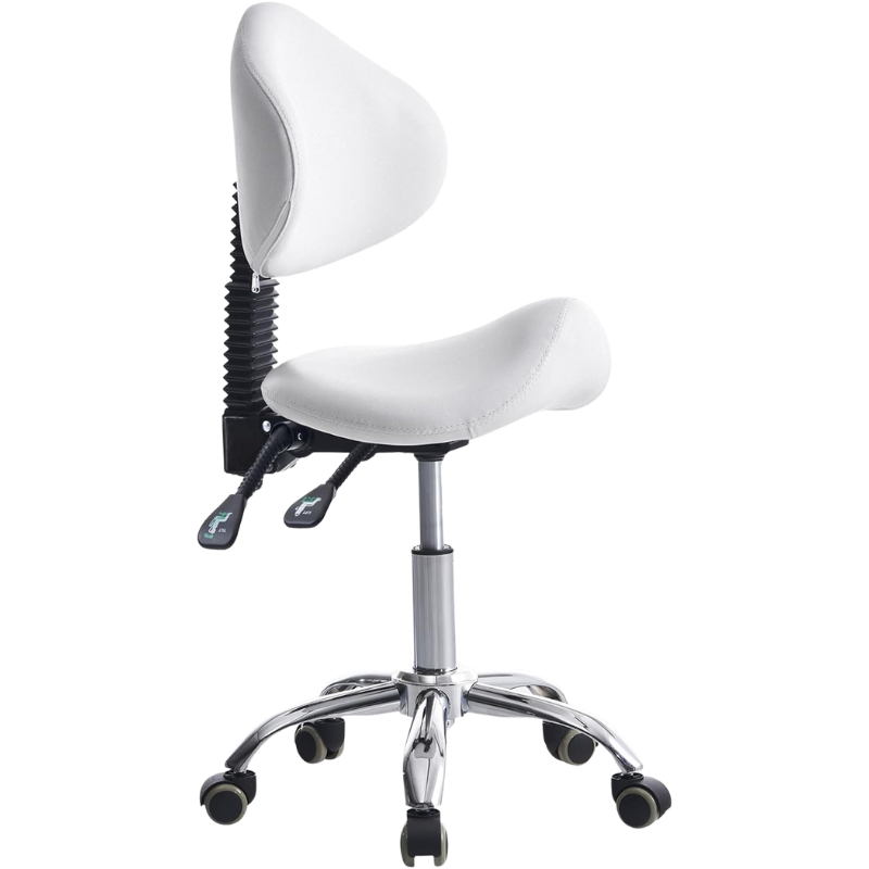 Saddle Stool Dental Chair with Back Support White